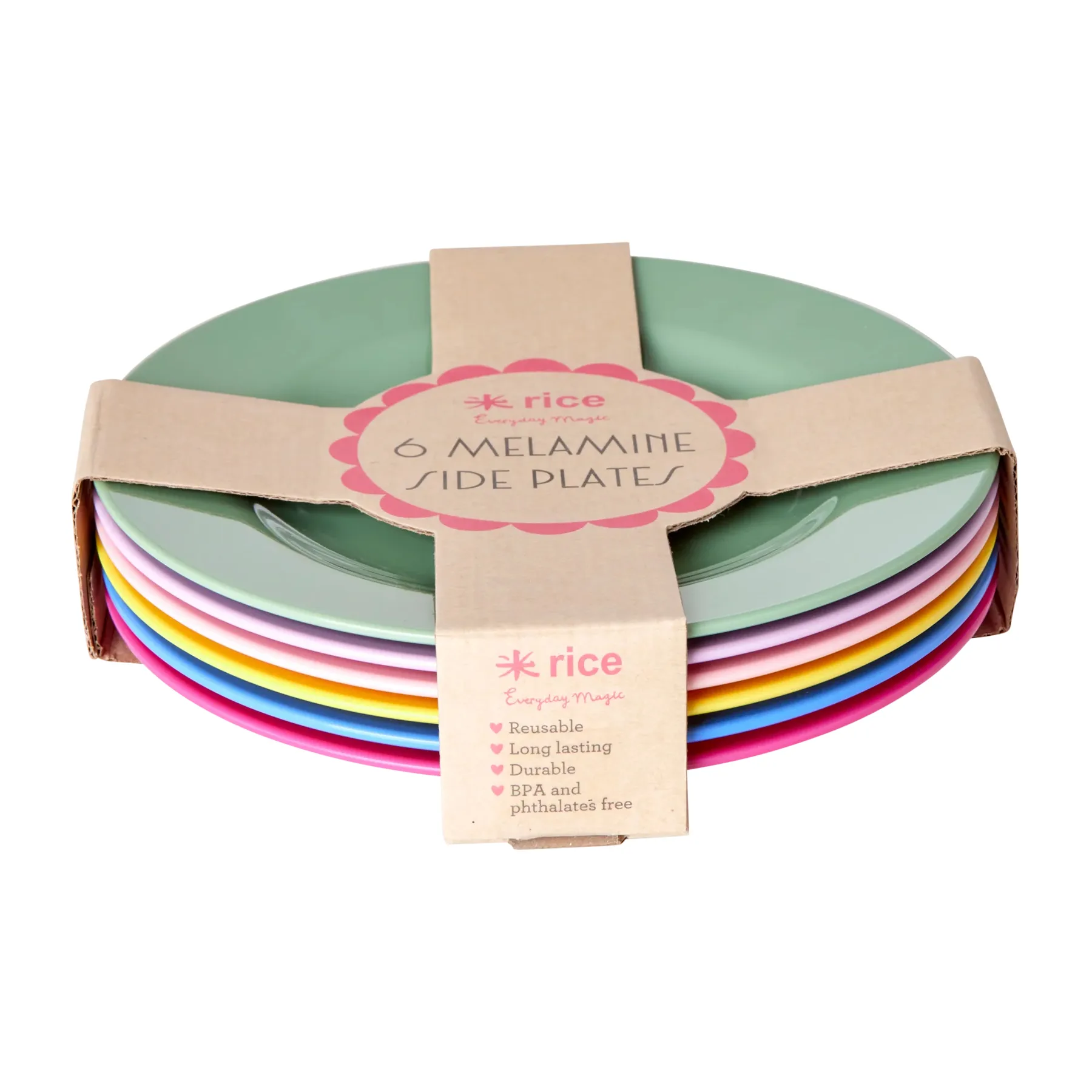 Assiette en mélamine Rice 20cm Lot de 6, Multicolor RICE