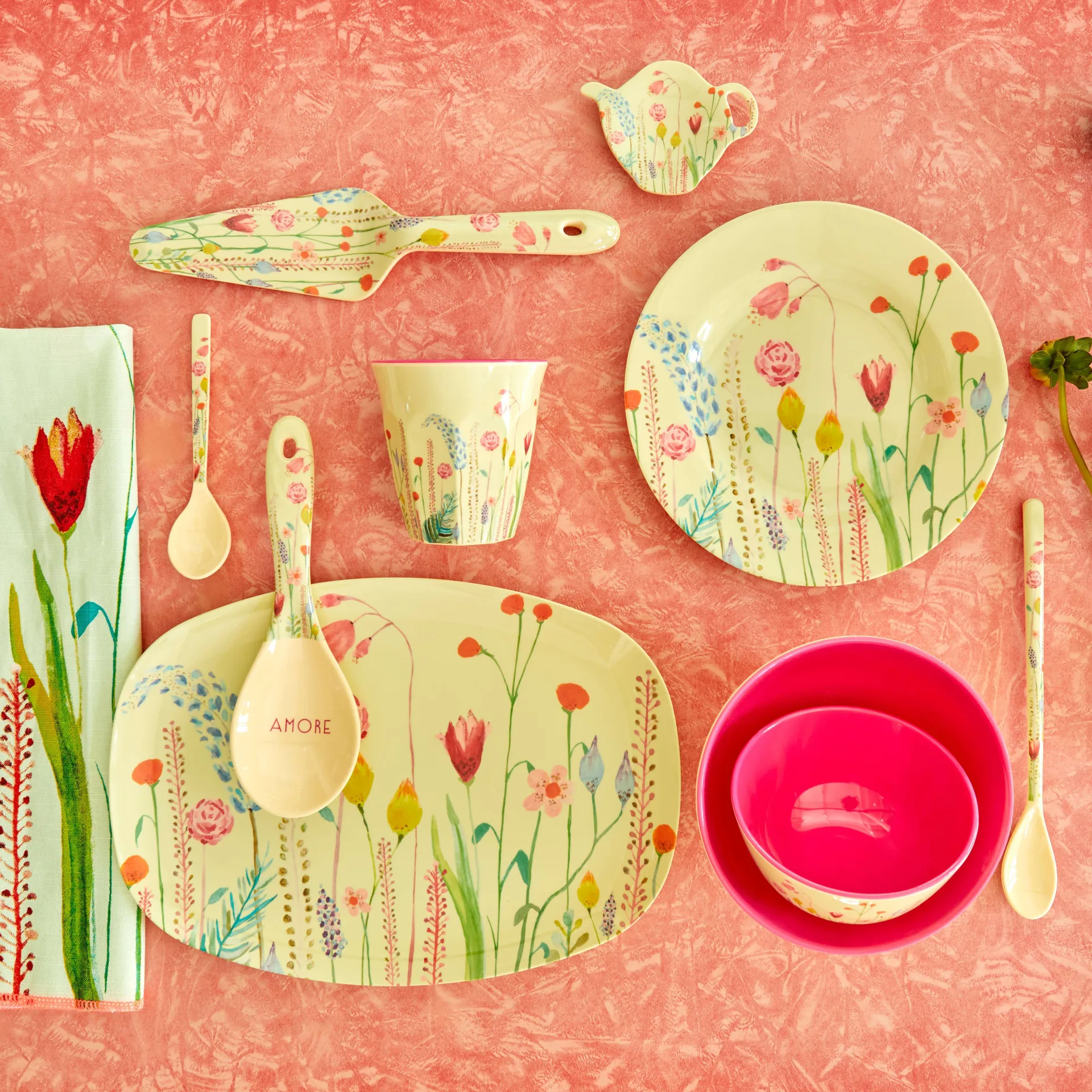 Assiette en mélamine Rice 22 x 30cm, Summer flowers RICE