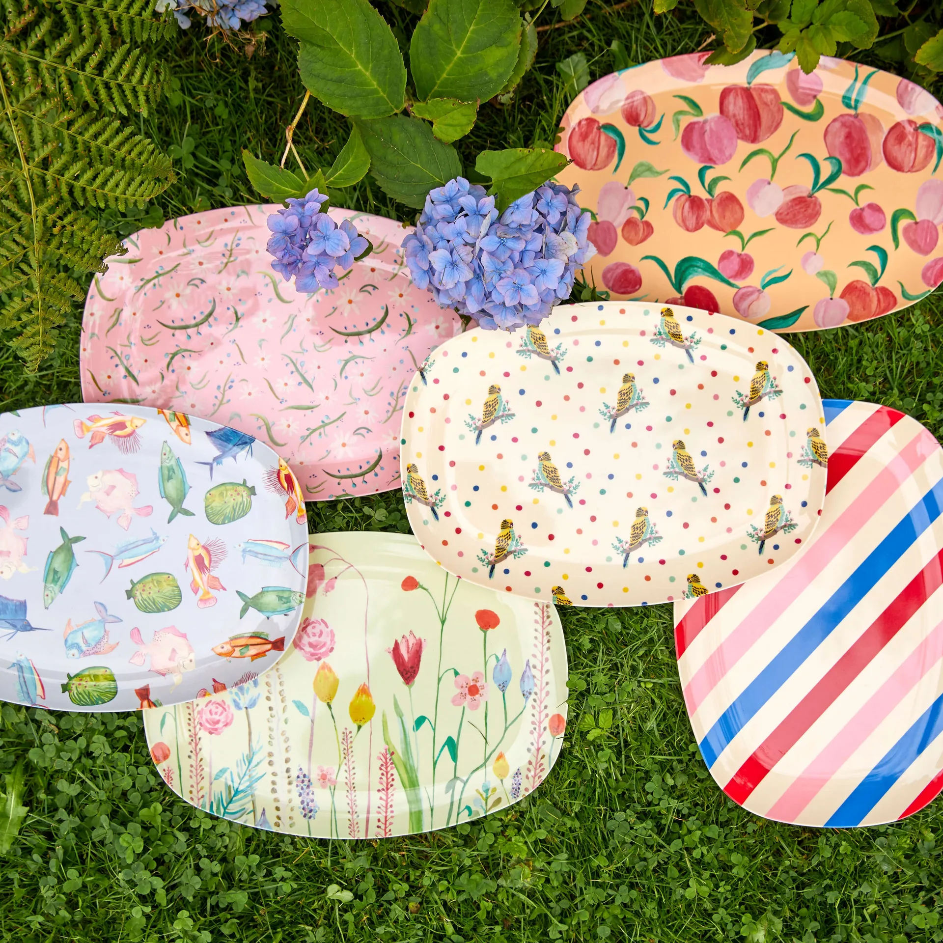 Assiette en mélamine Rice 22 x 30cm, Summer flowers RICE