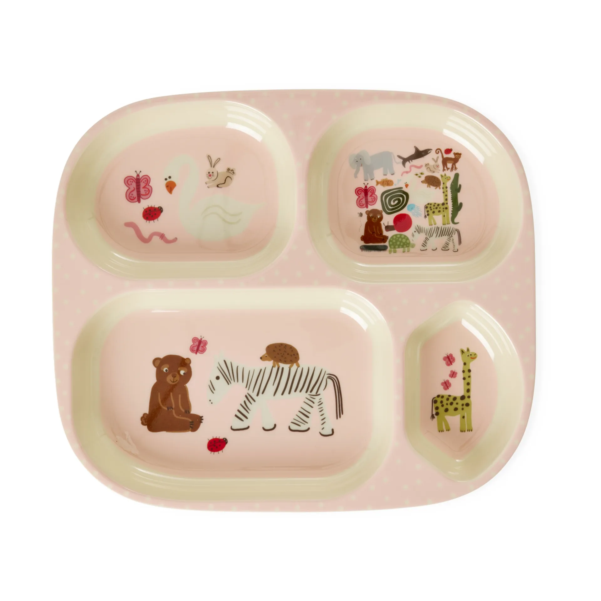 Assiette enfant Rice wildlife 4 compartiments, Pink RICE