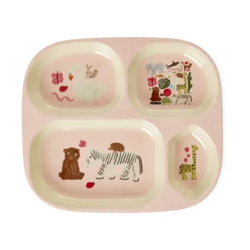 Assiette enfant Rice wildlife 4 compartiments - Pink - RICE