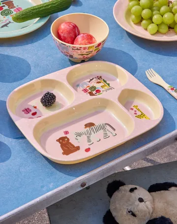 Assiette enfant Rice wildlife 4 compartiments - Pink - RICE