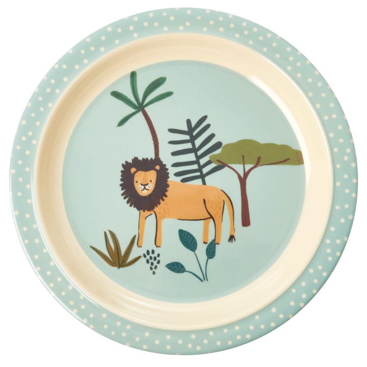 Assiette pour enfant Rice Jungle animals - Blue-multi - RICE