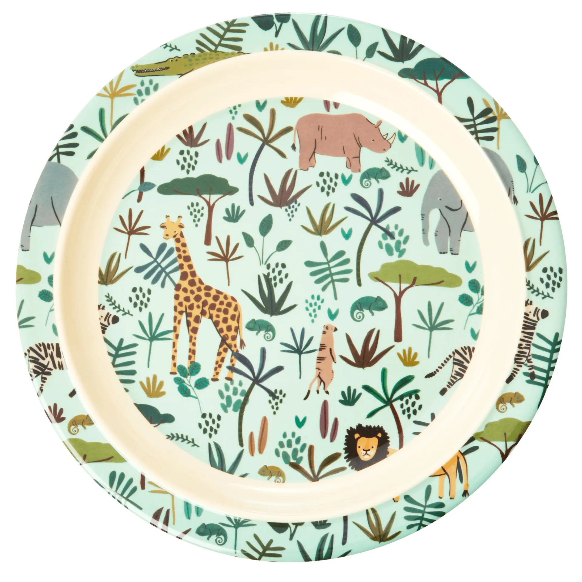 Assiette pour enfant Rice Jungle animals, Green-multi RICE