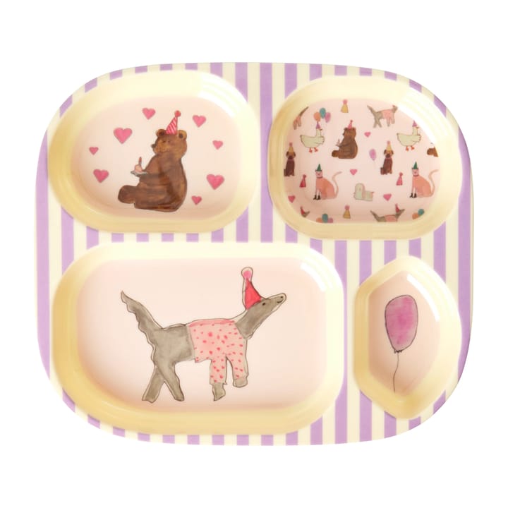Assiette pour enfants Rice mélamine 4 compartiments - Animal print-lavender - RICE
