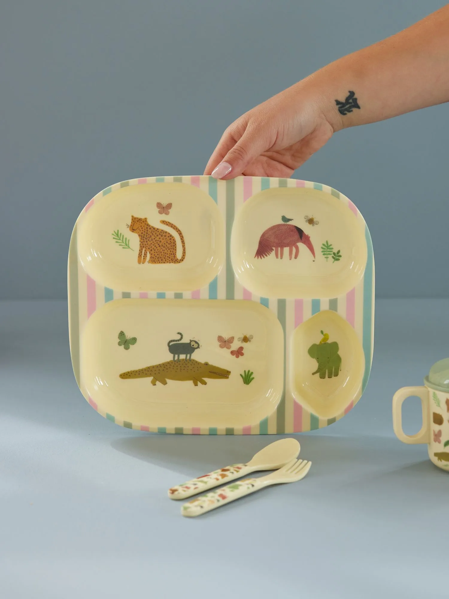 Assiette pour enfants Rice mélamine 4 compartiments, Sweet Jungle Print RICE