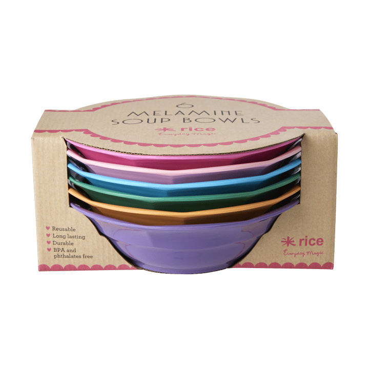Assiettes à soupe Rice mélamine Ø19 cm 6 pièces, Multicolor RICE