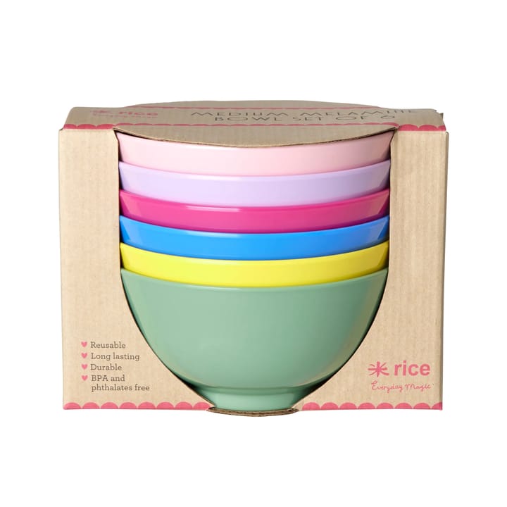 Bols en mélamine Rice medium Ø 15 cm 6 pièces, Multicolor RICE