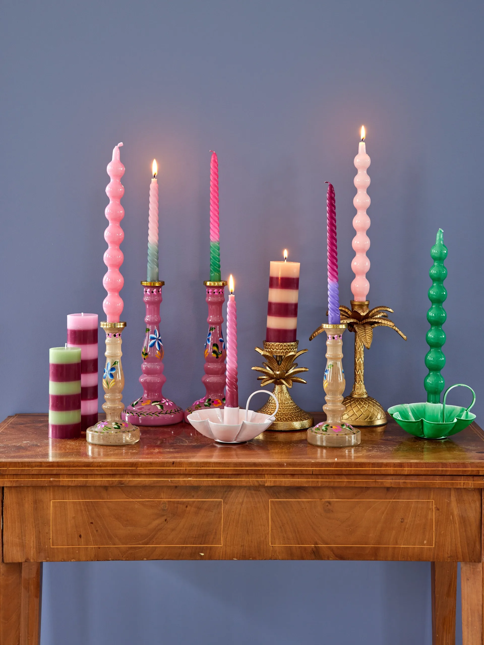 Bougies Rice 30,2 cm lot de 2, Pink RICE