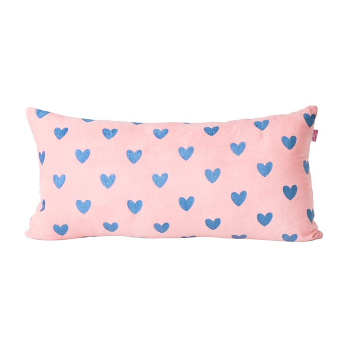 Coussin avec des cœurs Rice 30x60 cm, Rose-bleu gendarme RICE