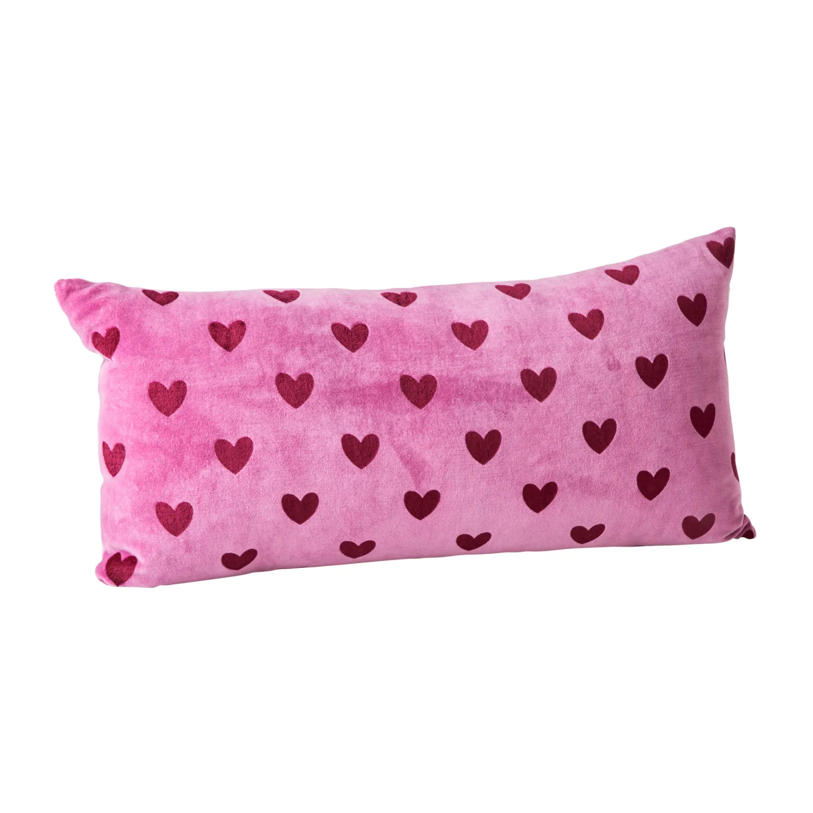 Coussin avec des cœurs Rice 30x60 cm, Violet-marron RICE