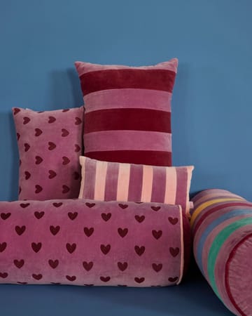 Coussin avec des cœurs Rice 30x60 cm - Violet-marron - RICE