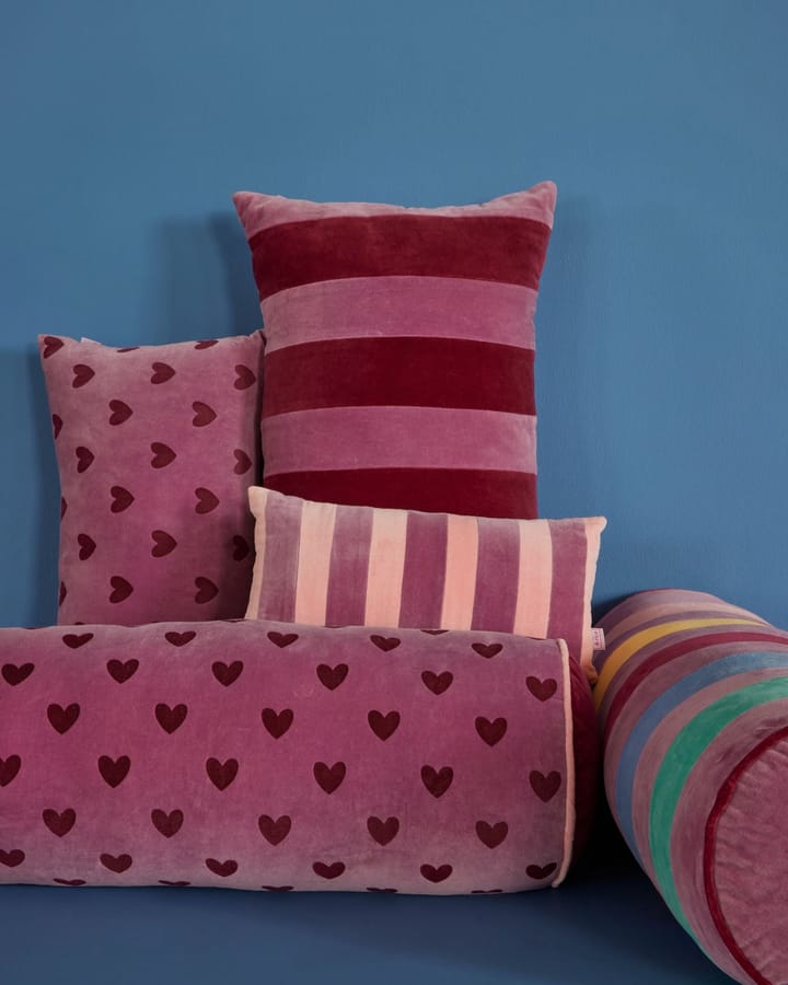 Coussin avec des cœurs Rice 30x60 cm, Violet-marron RICE
