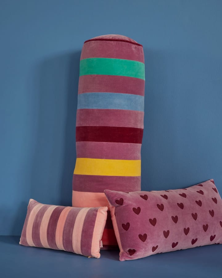 Coussin avec des cœurs Rice 30x60 cm, Violet-marron RICE
