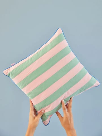 Coussin Rice rayures 40x40 cm - Pink-green - RICE