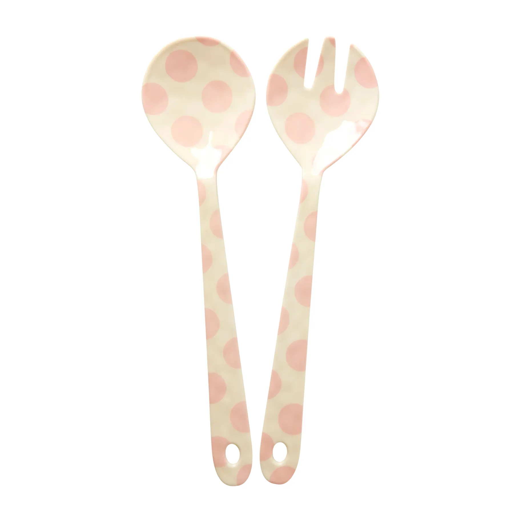 Couverts à salade en mélamine Rice 2 Pièces, Pink dots RICE