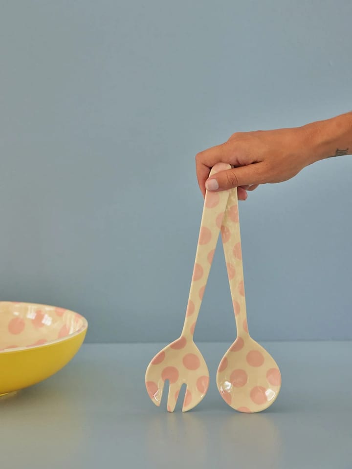 Couverts à salade Rice mélamine 2 Pièces - Pink dots - RICE