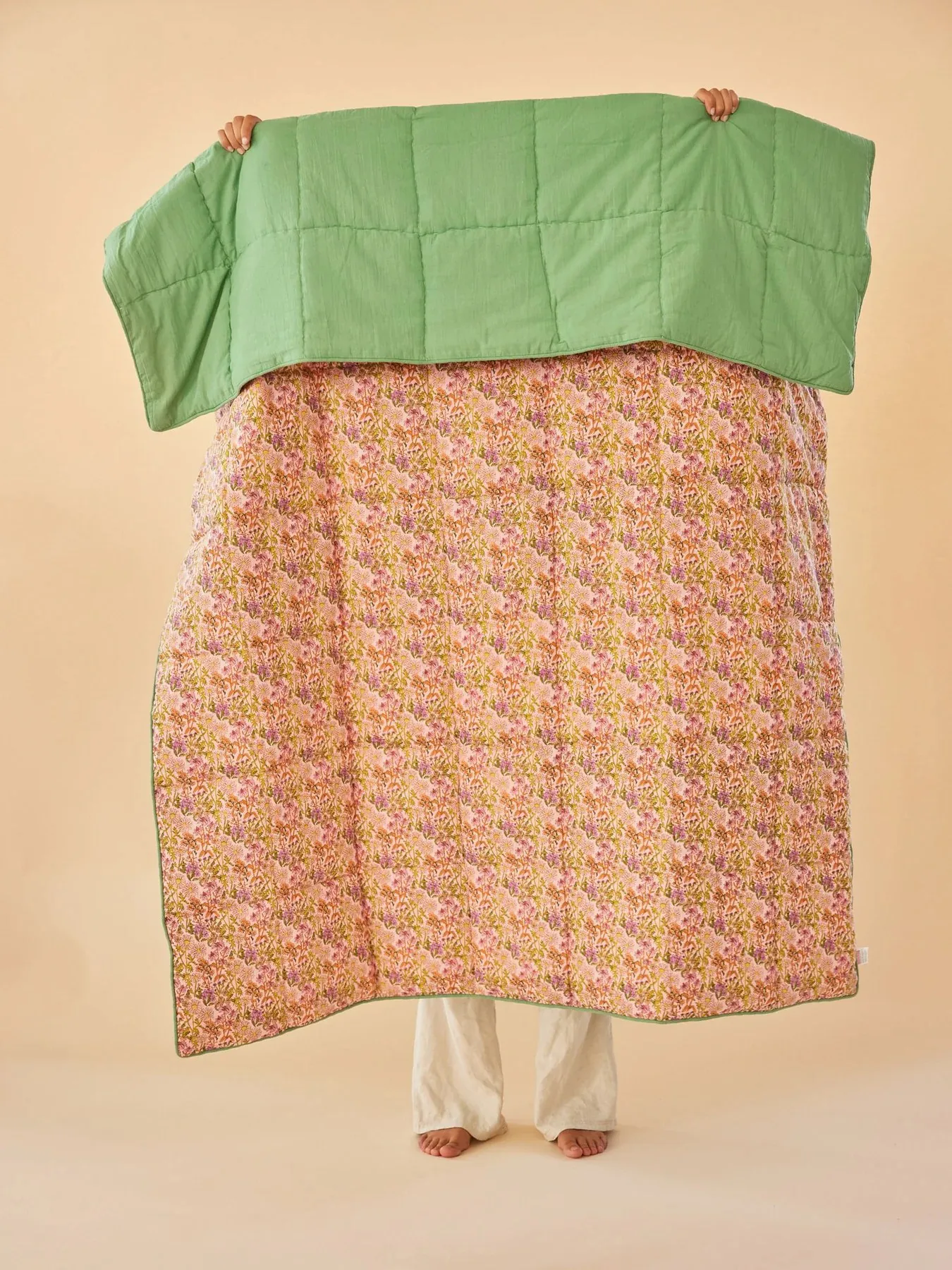 Couverture en coton Rice fleurs 140x200 cm, Multi-green RICE