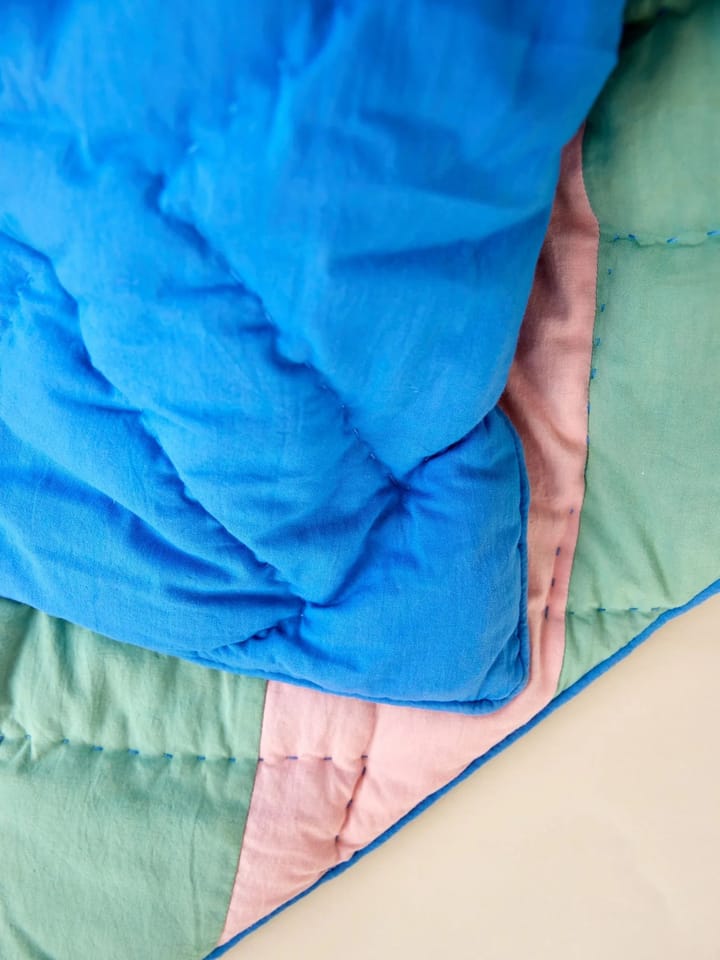 Couverture en coton Rice rayures 140x200 cm, Pink-green-blue RICE