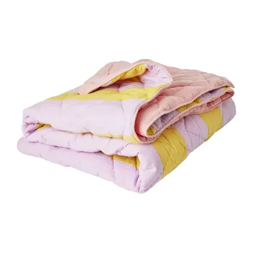 Couverture en coton Rice rayures 140x200 cm - Yellow-lavender-pink - RICE