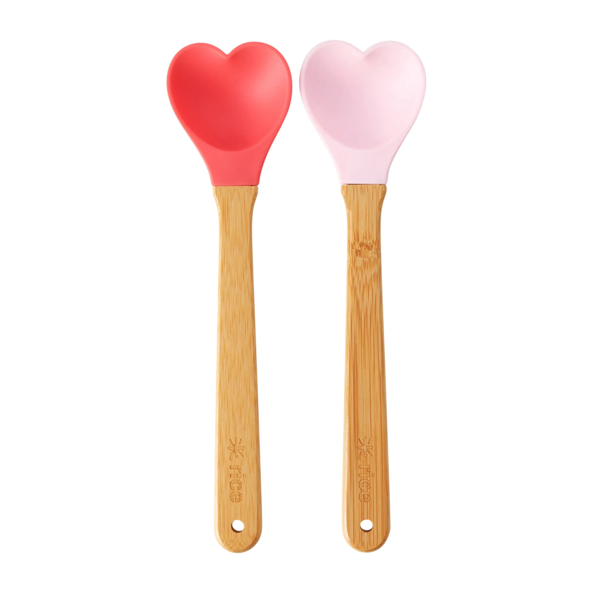 Cuillère en silicone avec manche en bambou Rice 23 cm 2 pièces, Red-pink RICE