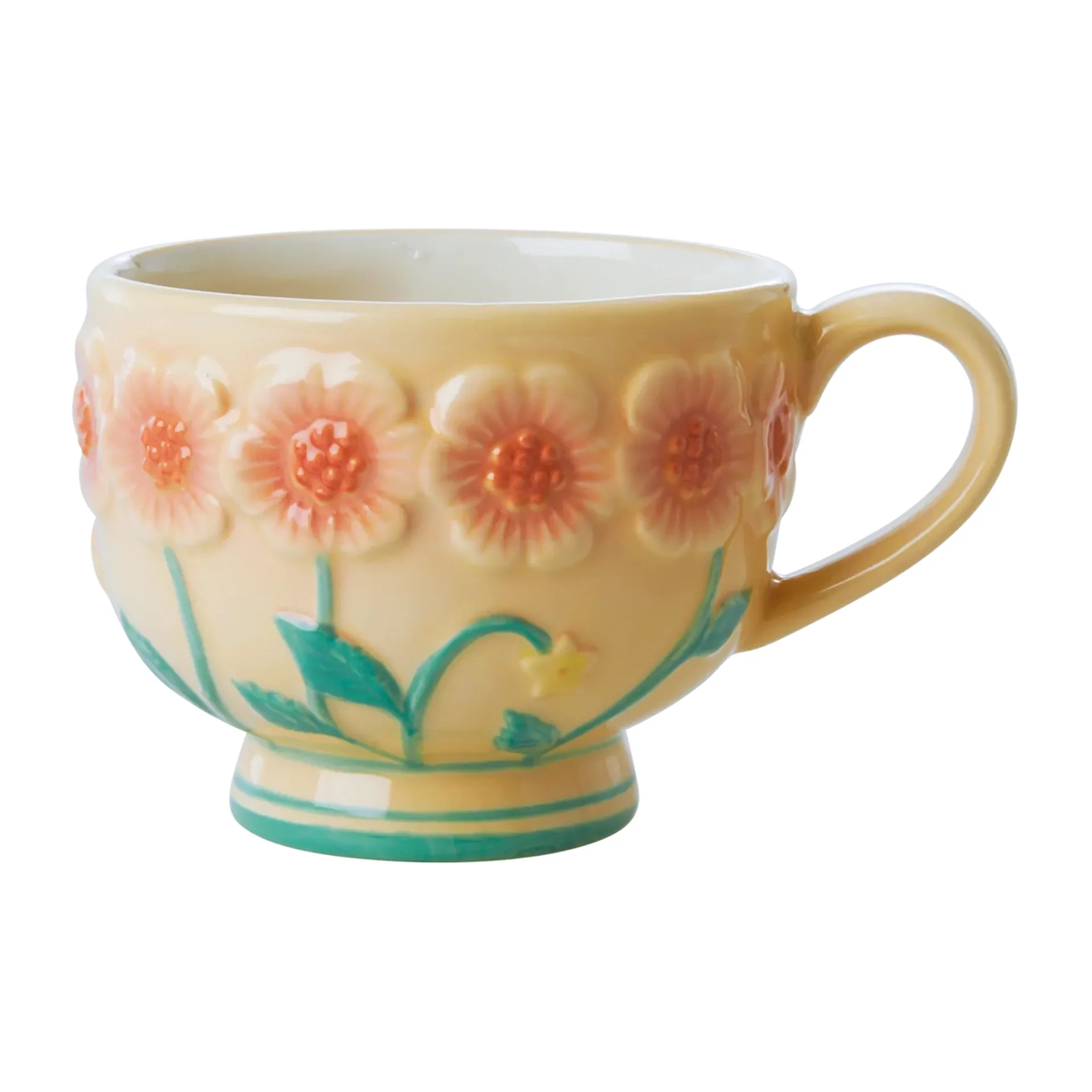 Mug en céramique Rice Embossed Flower 30 cl, Creme RICE