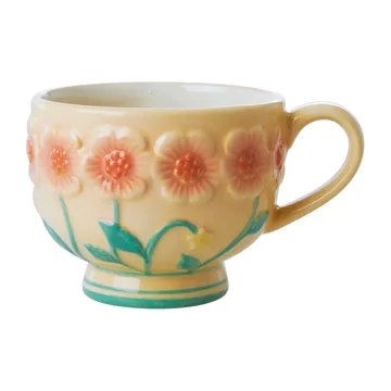 Mug en céramique Rice Embossed Flower 30 cl - Creme - RICE