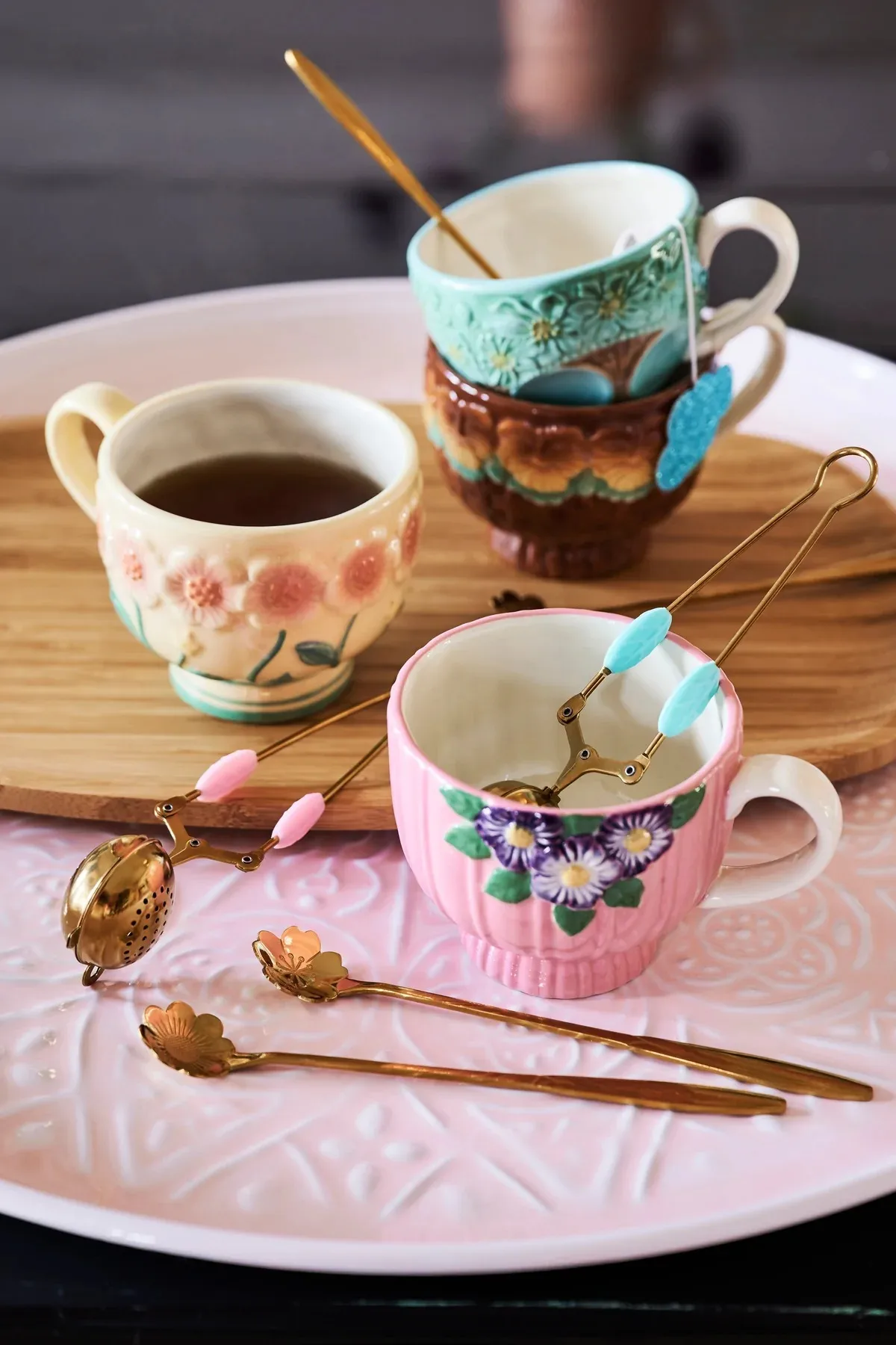 Mug en céramique Rice Embossed Flower 30 cl, Creme RICE