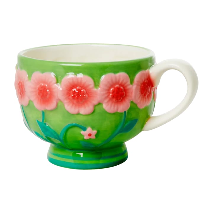 Mug en céramique Rice Embossed Flower 30 cl, Sage green RICE