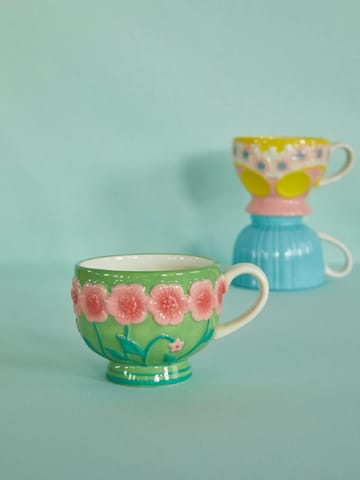 Mug en céramique Rice Embossed Flower 30 cl - Sage green - RICE