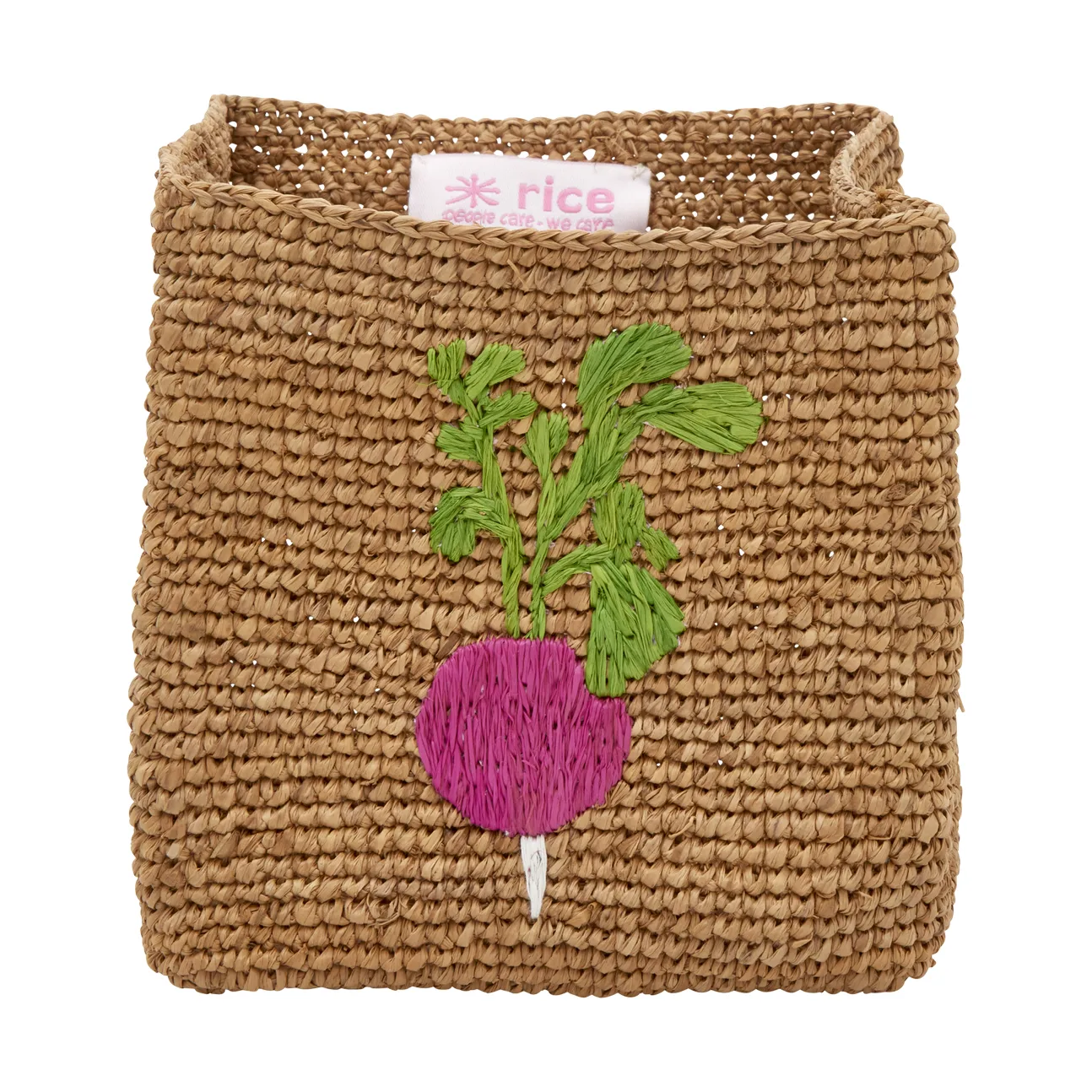 Panier de rangement en raphia Rice, 2 pièces, Radish Embroidery-Tea RICE