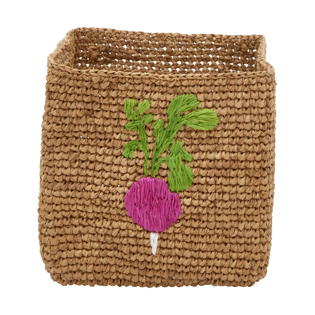 Panier de rangement en raphia Rice, 2 pièces, Radish Embroidery-Tea RICE