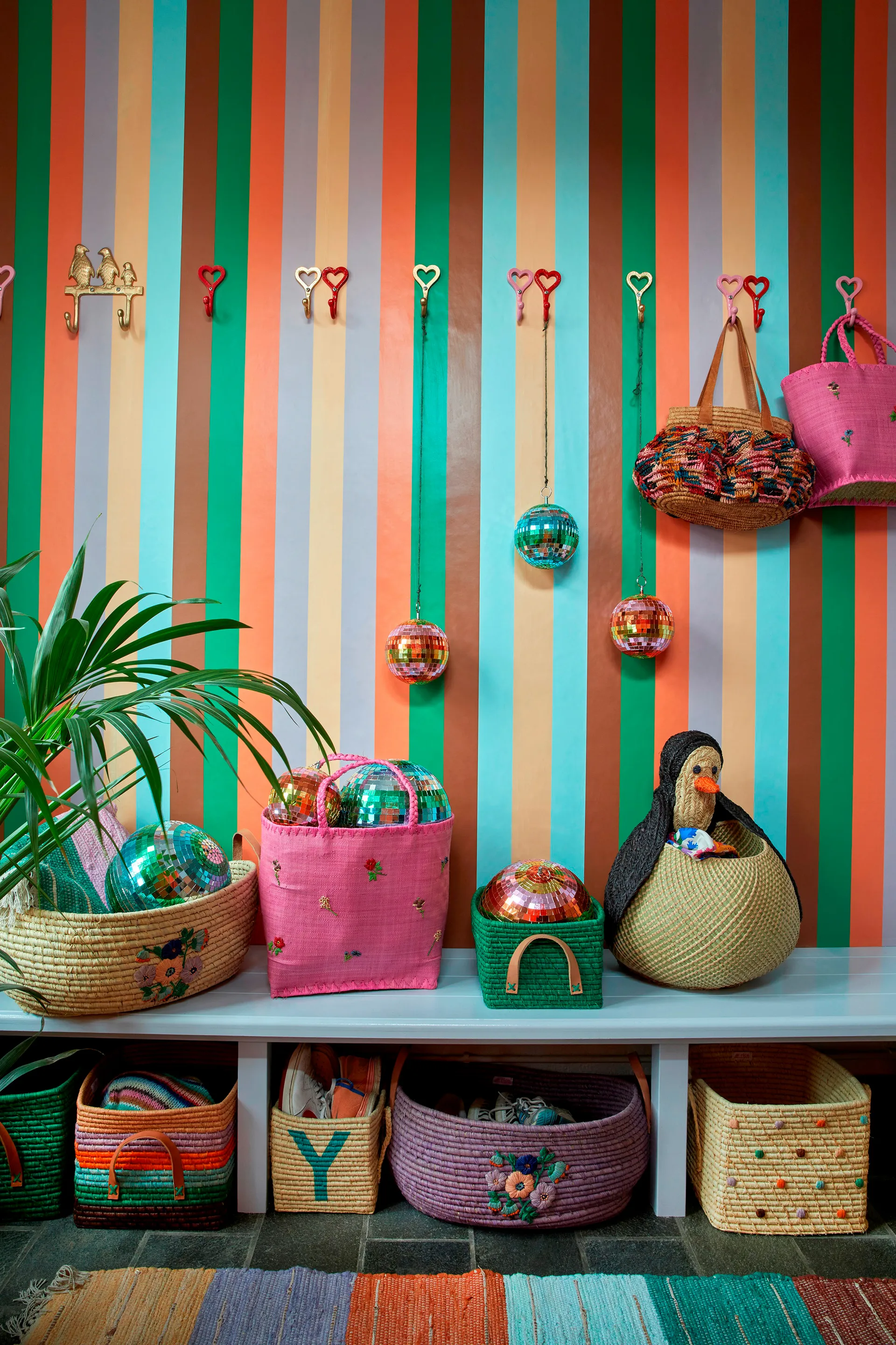 Panier de rangement en raphia Rice 24x34 cm, Vert RICE