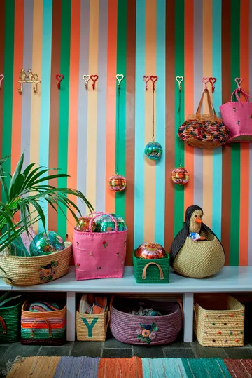 Panier de rangement en raphia Rice 24x34 cm - Vert - RICE