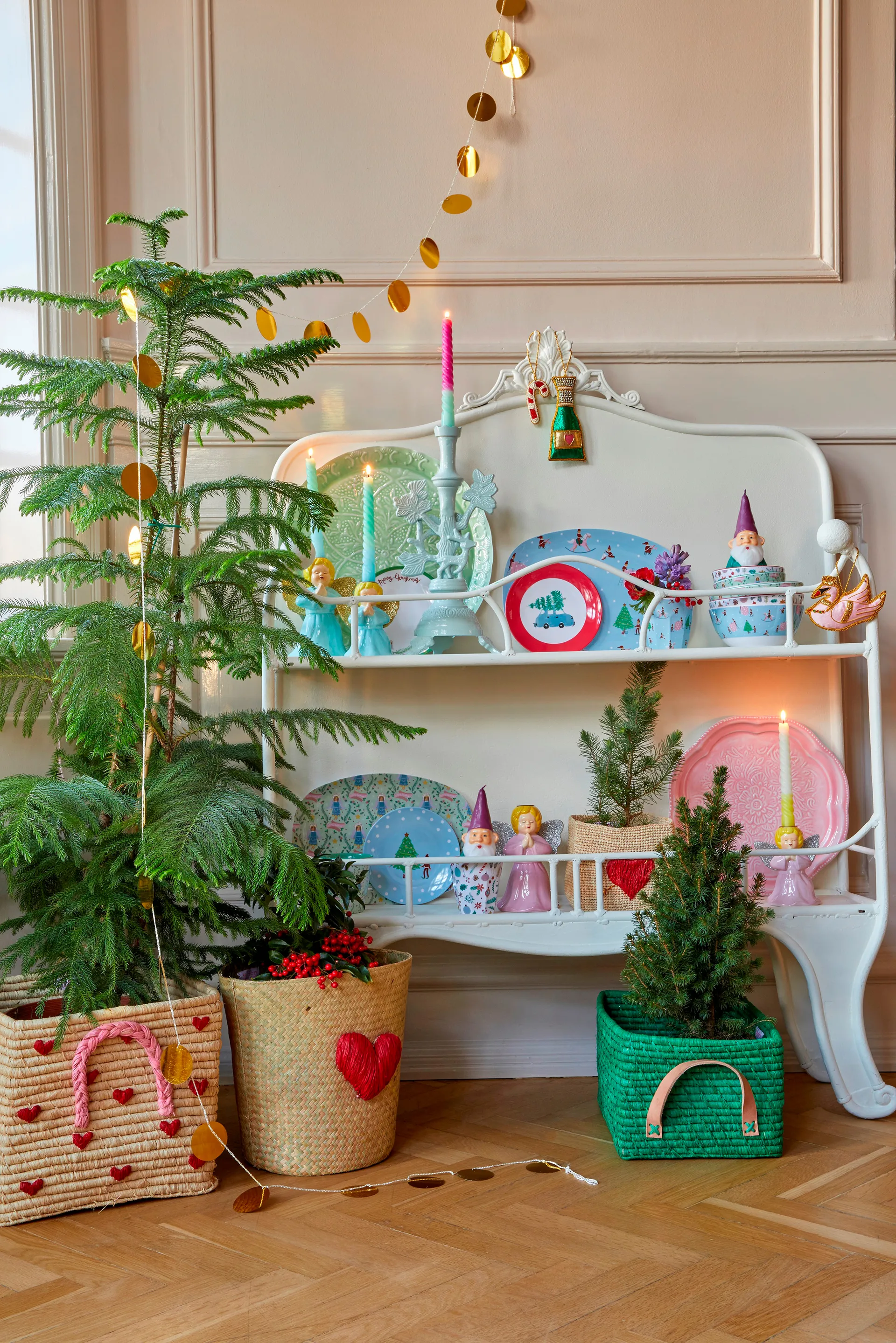 Panier de rangement en raphia Rice 24x34 cm, Vert RICE