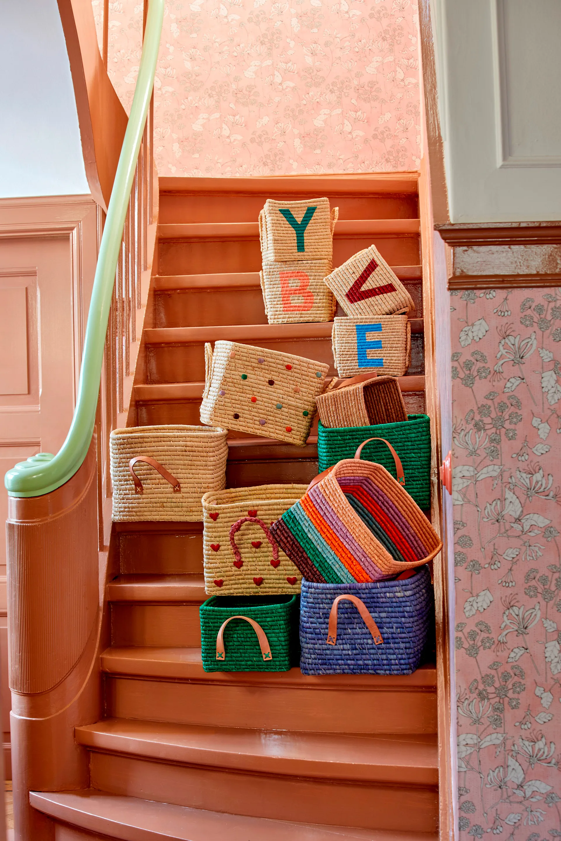 Panier de rangement en raphia Rice 24x34 cm, Vert RICE