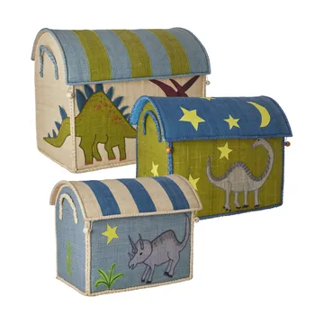 Panier de rangement en raphia Rice, 3 pièces - New Dinosaur Theme - RICE