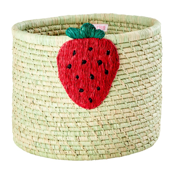 Panier de rangement en raphia Rice Ø35 cm, Strawberry embroidery RICE