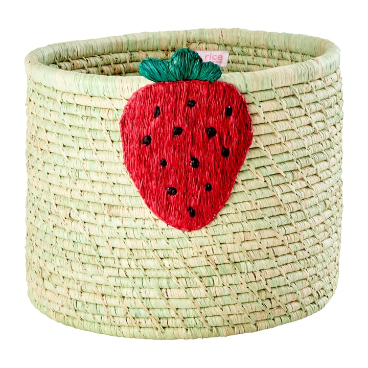 Panier de rangement en raphia Rice Ø35 cm - Strawberry embroidery - RICE