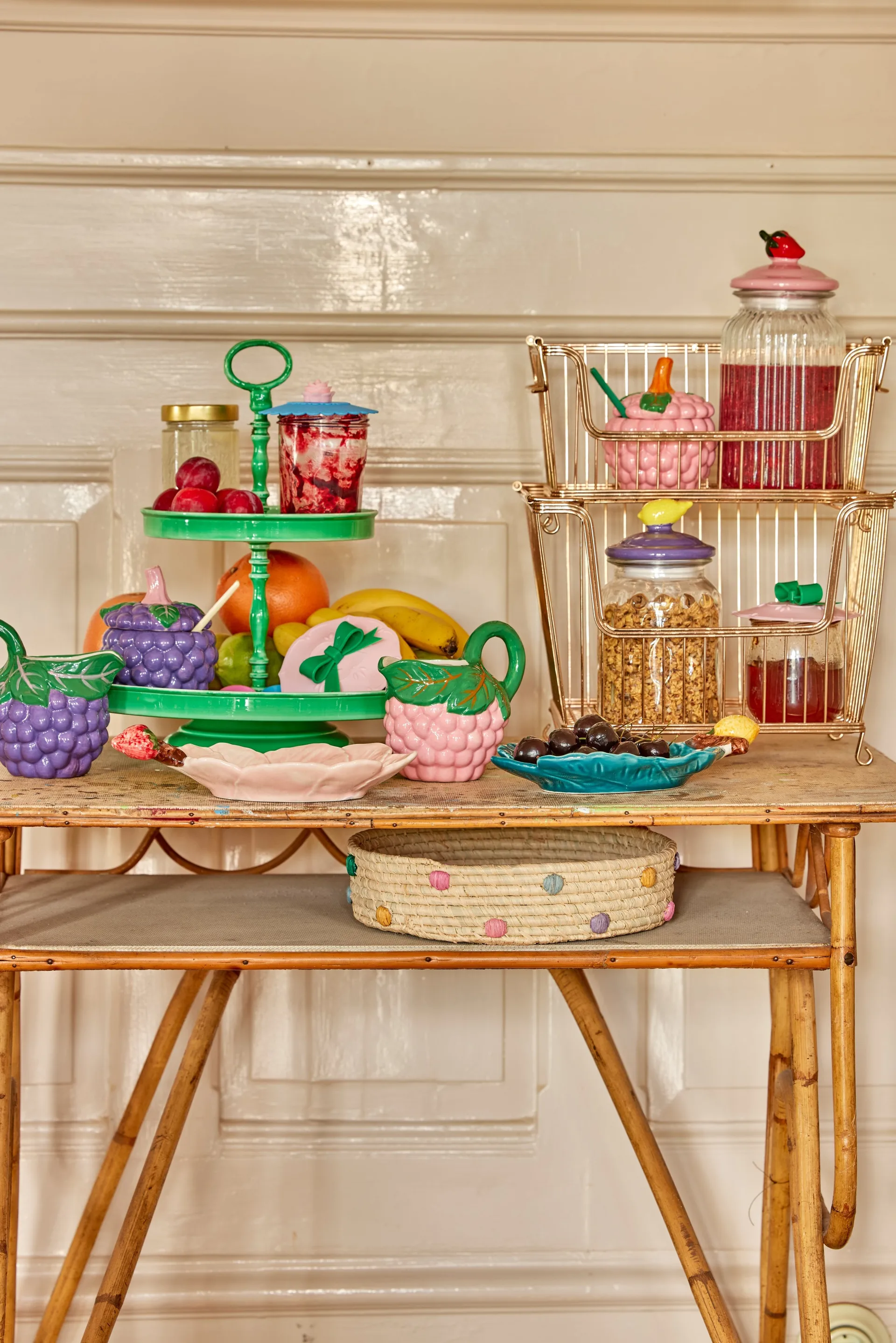 Panier de rangement en raphia Rice bas Ø25 cm, Natural RICE