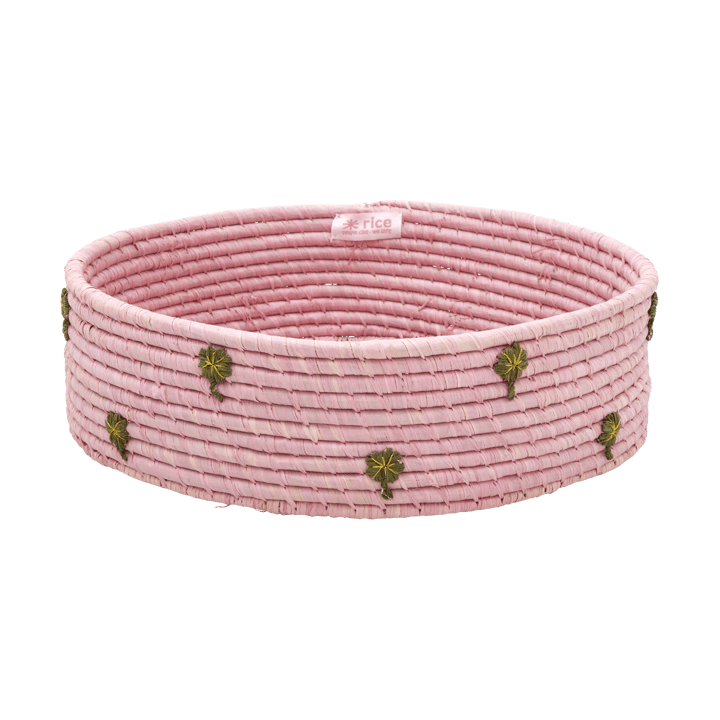 Panier de rangement en raphia Rice bas Ø35 cm - Pink - RICE