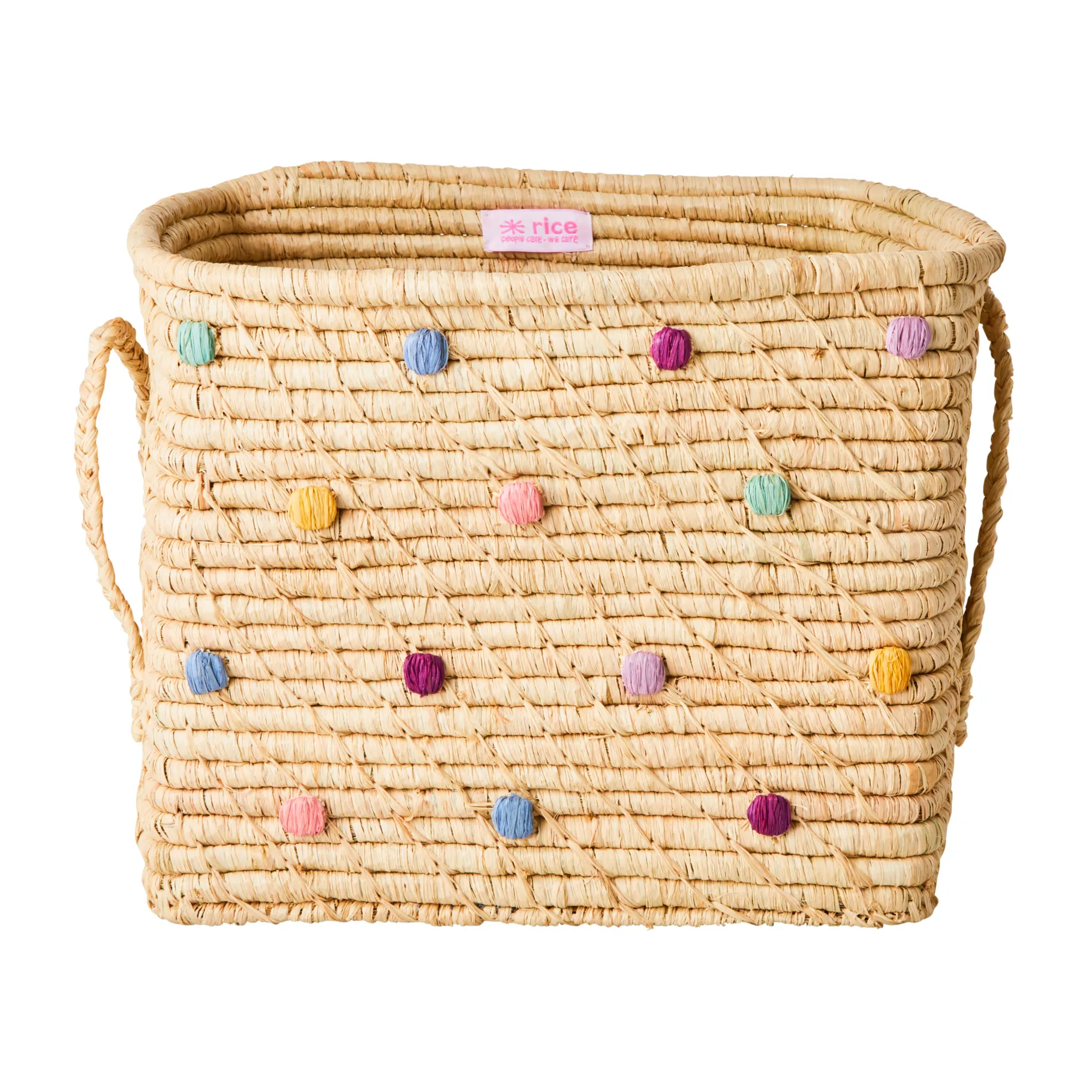 Panier de rangement raphia Rice à pois, Couleurs Dance out RICE