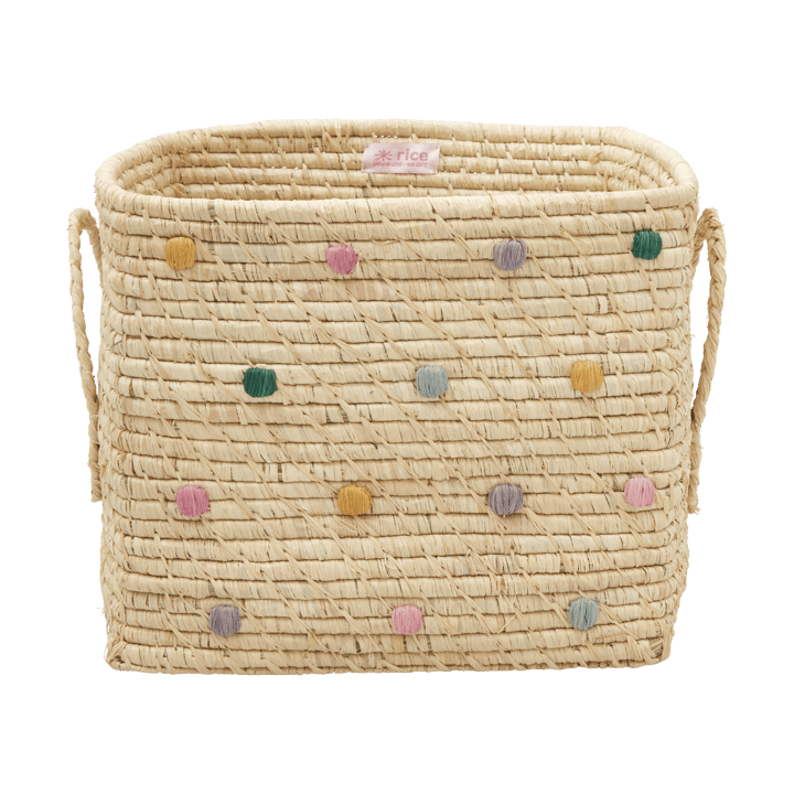 Panier de rangement raphia Rice à pois, Dove Blue RICE