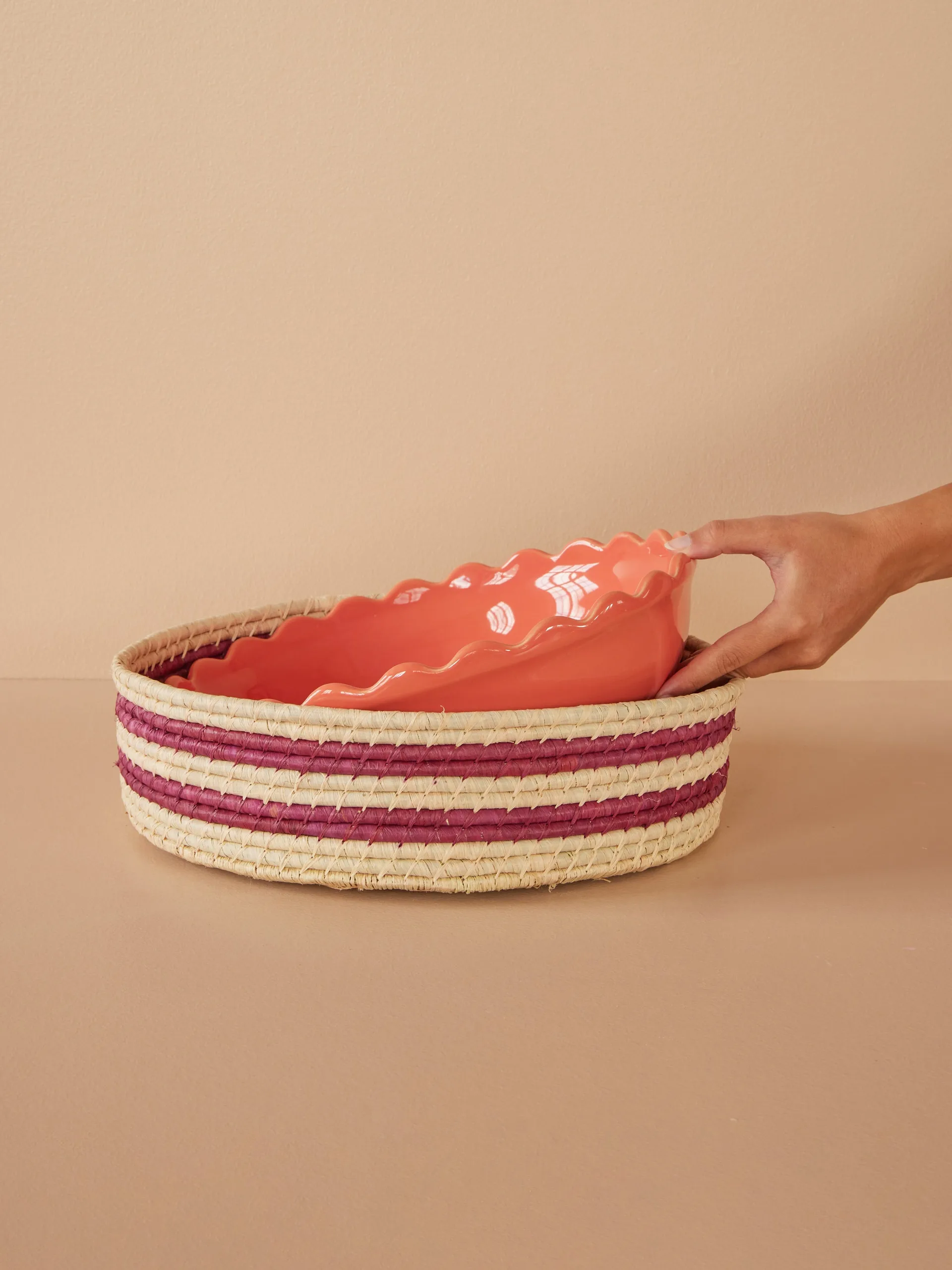 Panier de rangement Rice raffia, large, Aubergine RICE