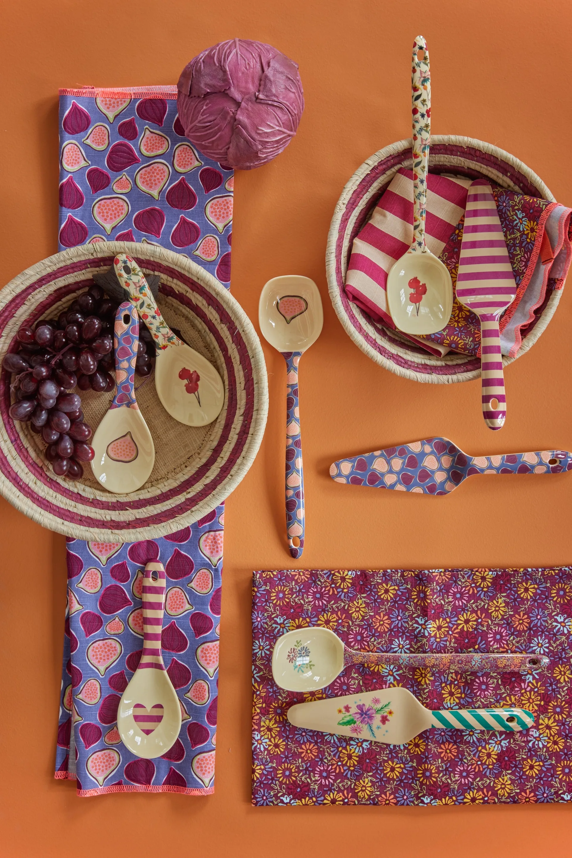 Panier de rangement Rice raffia, large, Aubergine RICE