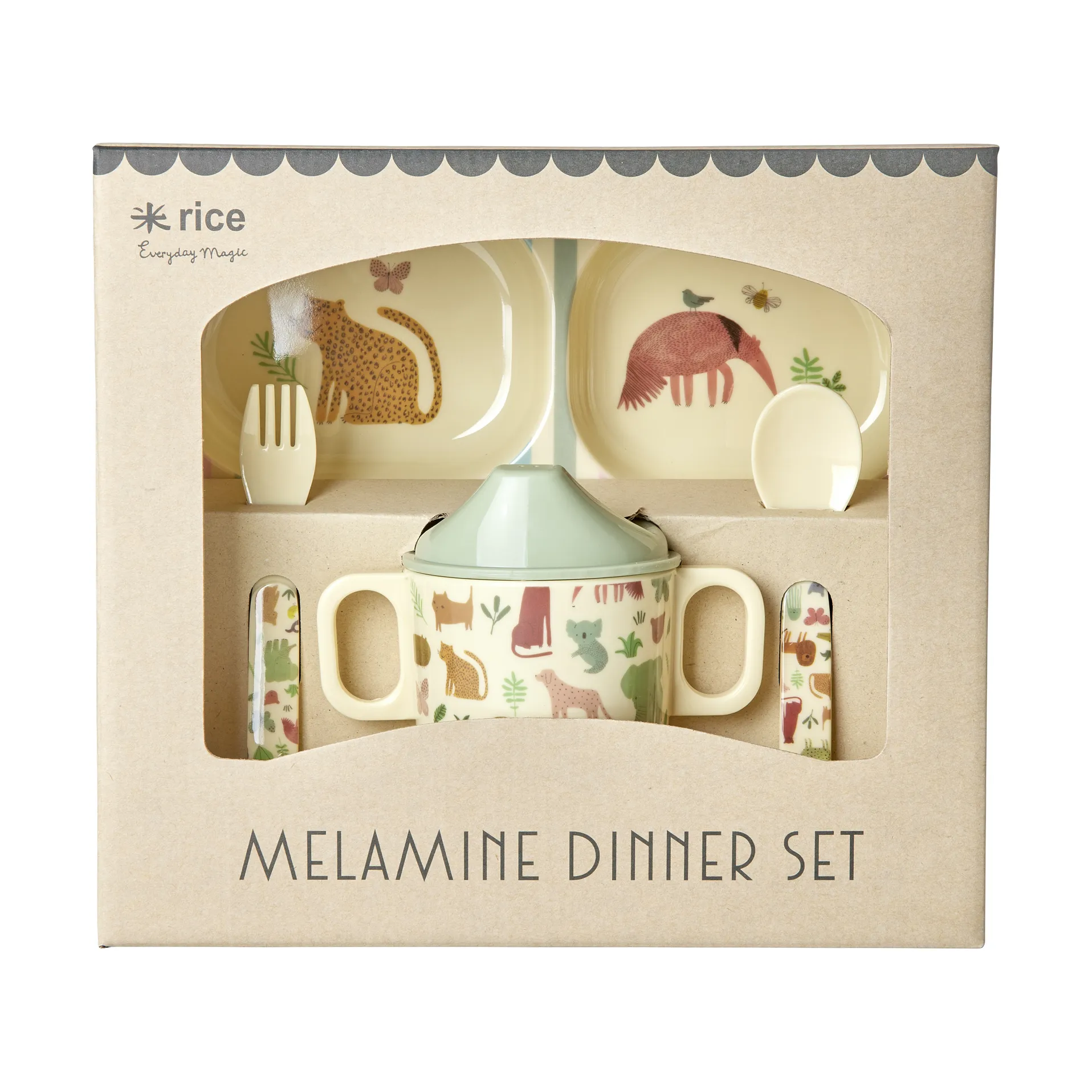 Service pour enfants Rice 4 Pièces, Sweet Jungle Print-Cream RICE