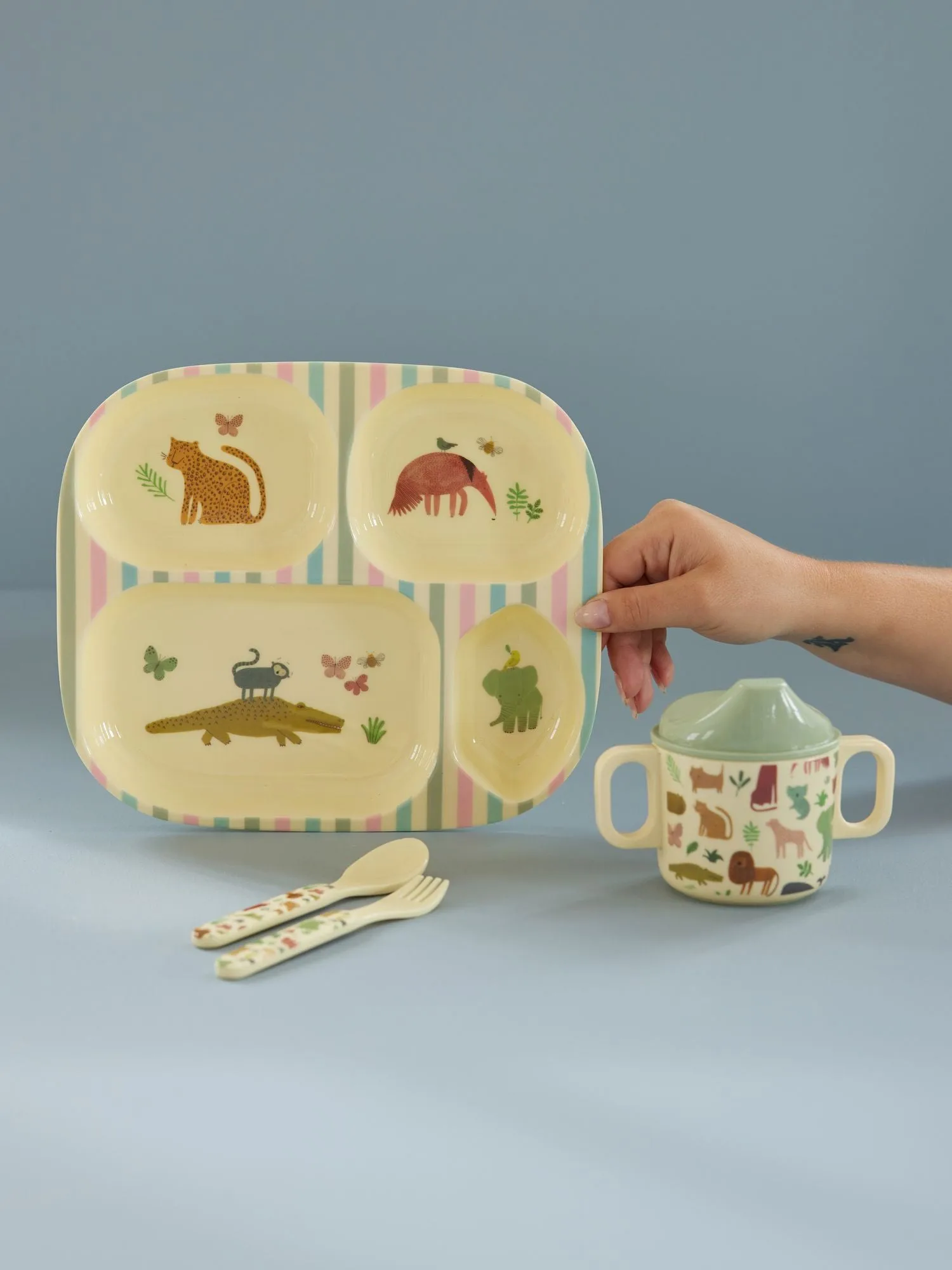 Service pour enfants Rice 4 Pièces, Sweet Jungle Print-Cream RICE