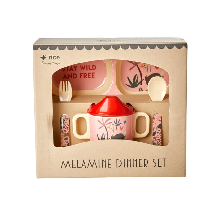 Service pour enfants Rice Jungle animals 4 Pièces - Rouge-Rose - RICE