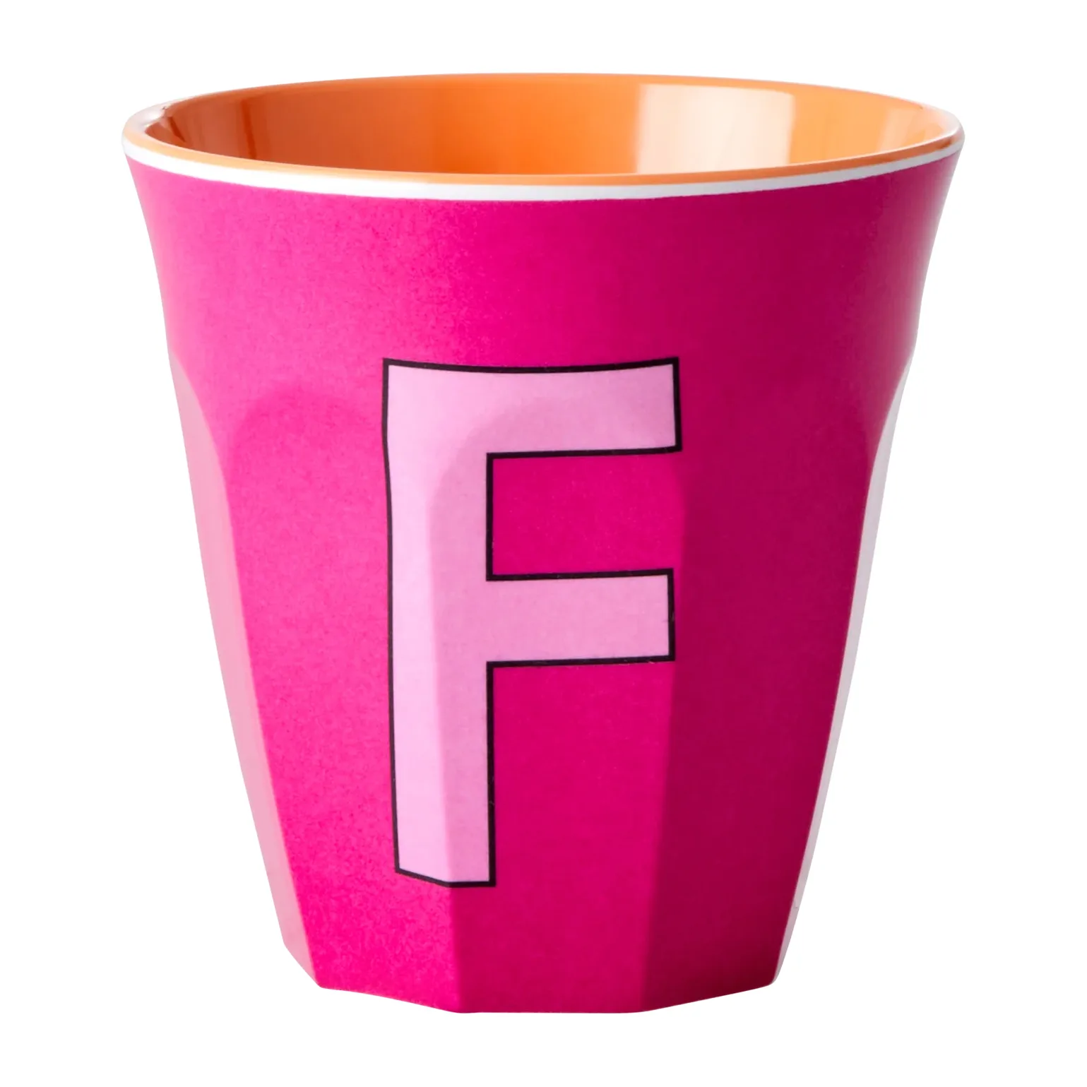 Tasse en mélamine Rice medium lettre F 30 cl, Fuchsia RICE