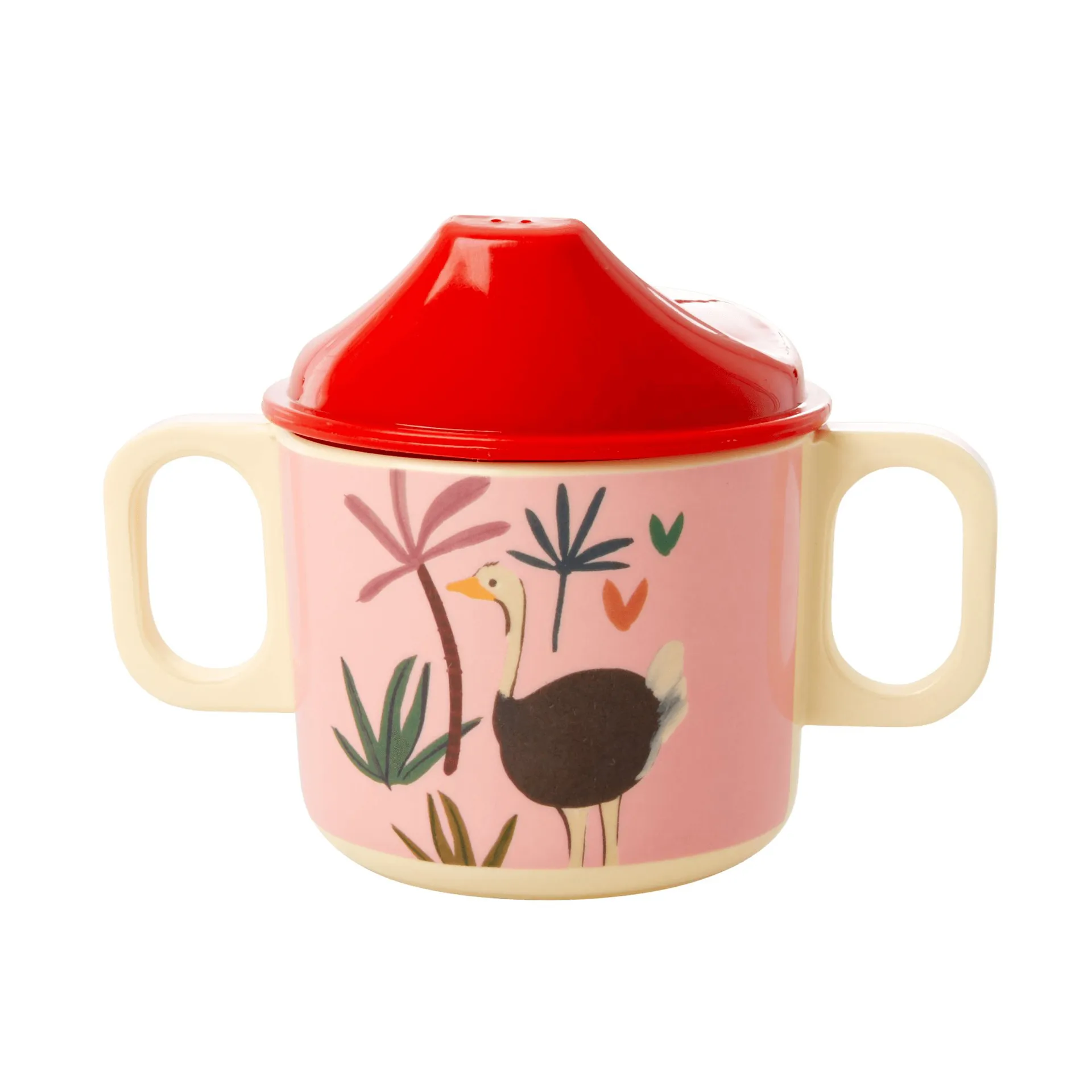 Tasse pour enfant avec deux poignées Rice Jungle animals, Rouge-Rose RICE